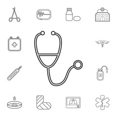 Stethoscope or steth - medical icon. Detailed set of medicine outline icons. Premium quality graphic design icon. One of the collection icons for websites, web design, mobile app