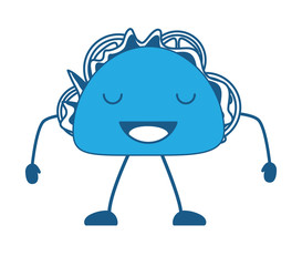 kawaii happy taco icon over white background, blue shading design.  vector illustration