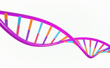 3d rendering colorful DNA helix on with background