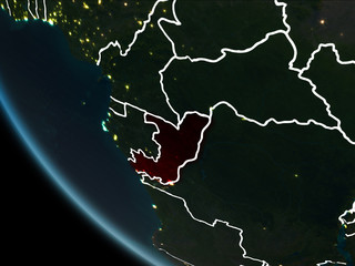 Satellite view of Congo at night