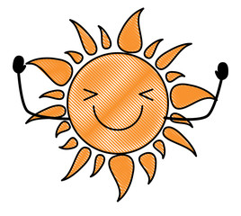 kawaii happy sun icon over white background, colorful design. vector illustration