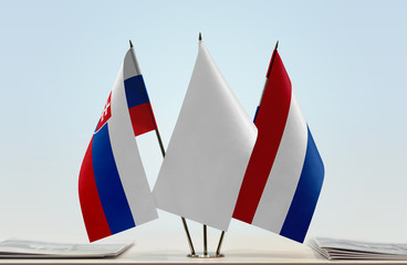 Flags of Slovakia and Netherlands with a white flag in the middle