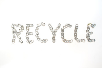 Donated material, aluminum beverage cans made an artificial leg loop, spiral lid cover drinking water, Recycle concept