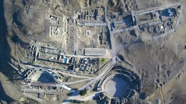 Cuenca. Drone en Parque Arqueol&oacute;gico de Seg&oacute;briga. Yacimiento romano y celta en Saelices, Cuenca (Castilla la Mancha,Espa&ntilde;a) Video aereo con Dron