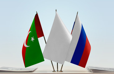 Flags of Tatarstan and Russia with a white flag in the middle