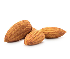 almonds isolated on a white background.