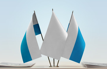 Two flags of Bavaria with a white flag in the middle