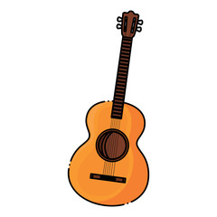 acoustic guitar icon over white background, colorful design. vector illustration