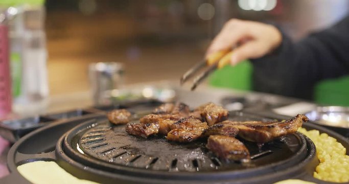 Korean meat barbecue in restaurant