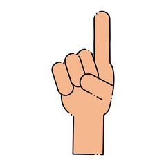 hand pointing up icon over white background, colorful design. vector illustration
