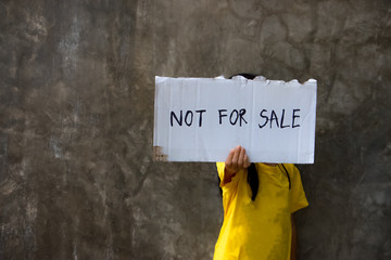 Human trafficking. I'm not for sale. Human is not a product. Stop child abuse.