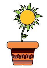 flower pot icon over white background, colorful design. vector illustration