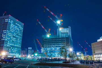 みなとみらいの工事現場夜景