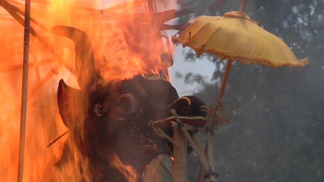 The sarcophagus burns in an Indonesian cremation ceremony.