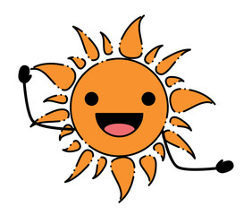 kawaii excited sun icon over white background, colorful design. vector illustration