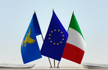 Flags of Friuli-Venezia Giulia European Union and Italy