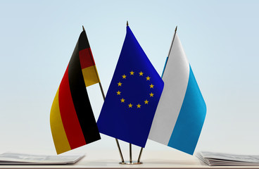 Flags of Germany European Union and Bavaria