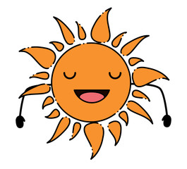 kawaii happy sun icon over white background, colorful design. vector illustration