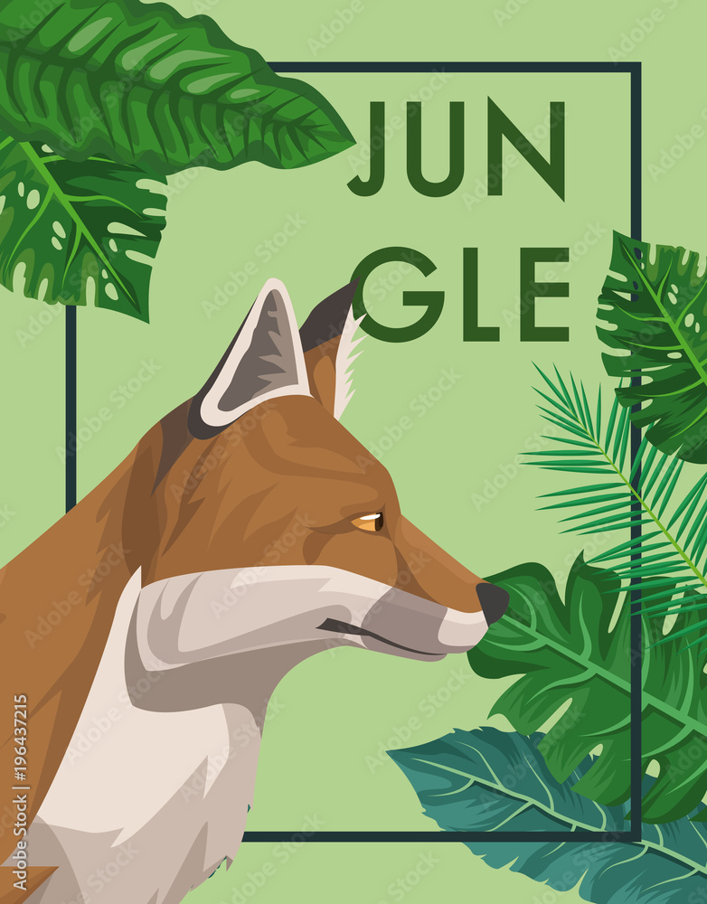 Wall mural Fox in the jungle vector illustration graphic design