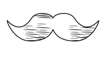 sketch of mustache icon over white background, vector illustration