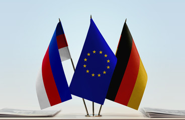 Flags of Lusatia European Union and Germany