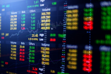 financial stock market graph chart of stock market investment trading screen