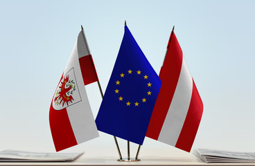 Flags of Tyrol (state) European Union and Austria