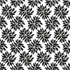 Ornamental seamless floral ethnic black and white pattern