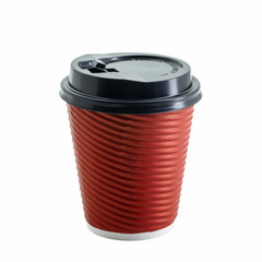 red Coffee paper cup isolated on white background , clipping path