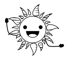 kawaii happy sun icon over white background, vector illustration