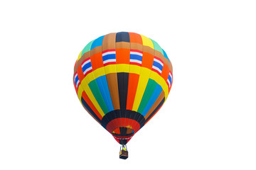  colorful hot air balloons flying isolated on white background