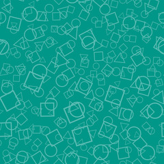 Geometric seamless pattern from different shapes. Triangle circle square. Abstract repeating background. Vector illustration