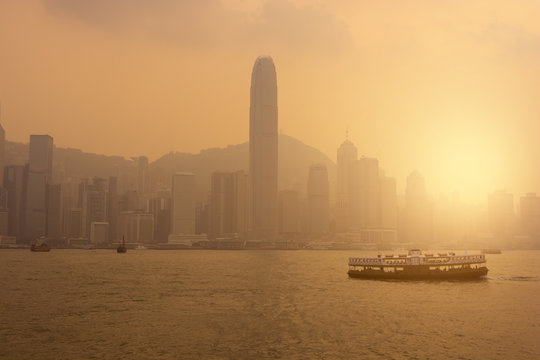 Hong Kong business district cityscape.