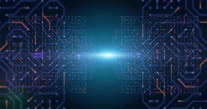 futuristic  circuit pattern abstract background footage,concept of cyber space and ai.looping 4k footage