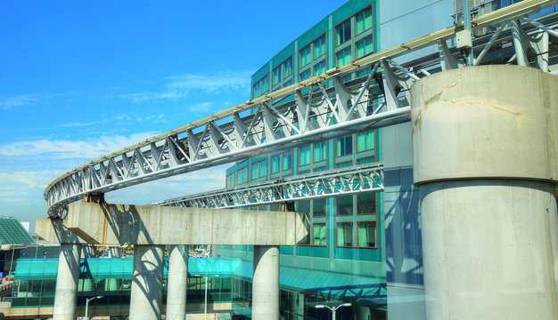 Railway connection shuttle in modern airport