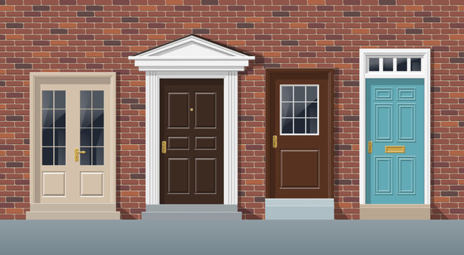 front doors brick wall house exterior english style