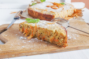 piece of sweet single layer pie from grated carrots