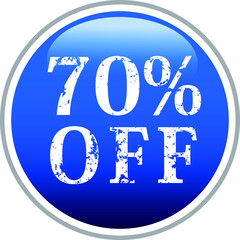 70% Blue discount button