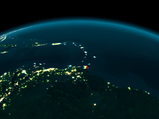 Orbit view of Caribbean at night