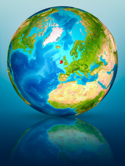 Ireland on Earth on reflective surface