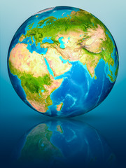 Qatar on Earth on reflective surface