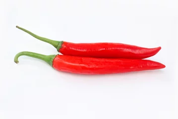 Fotobehang Red chilli on white © Siriporn