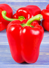 Red peppers on boards, healthy nutrition