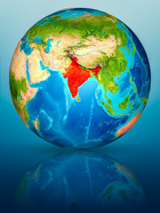 Obraz na płótnie Canvas India on Earth on reflective surface