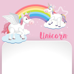 Poster design with two unicorns