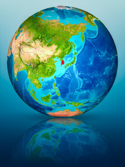 South Korea on Earth on reflective surface