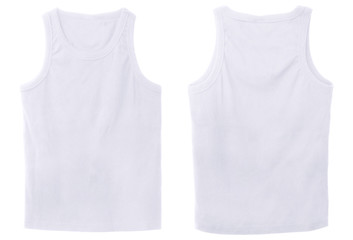 Blank tank top color white front and back view on white background