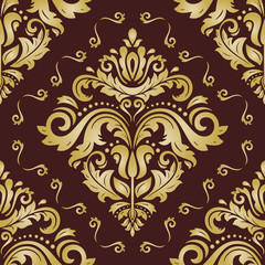 Orient vector classic pattern. Seamless abstract brown and golden background with vintage elements. Orient background