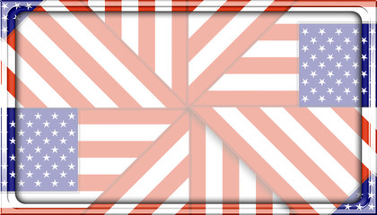 Obraz premium Stock Illustration - Framed Rectangle Empty Background For American Holidays, 3D, Template for American Holidays.