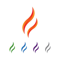 Fire wave icon vector logo